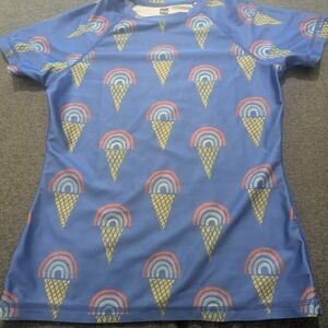 Tea Collection Blue Kids Swim Rashguard with Rainbow Ice Cream Print
